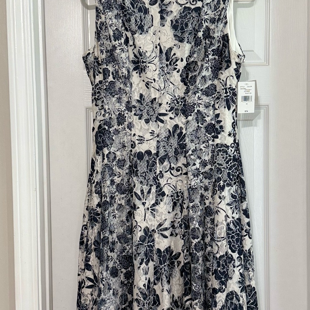 Danny & Nicole Midi Dress in Black and White Floral